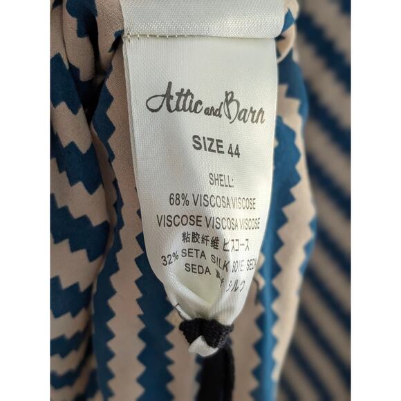 NWT Attic and Barn Silk Blend Mini Dress Blue Beige IT 44 US 8 Italian Designer - Picture 10 of 10